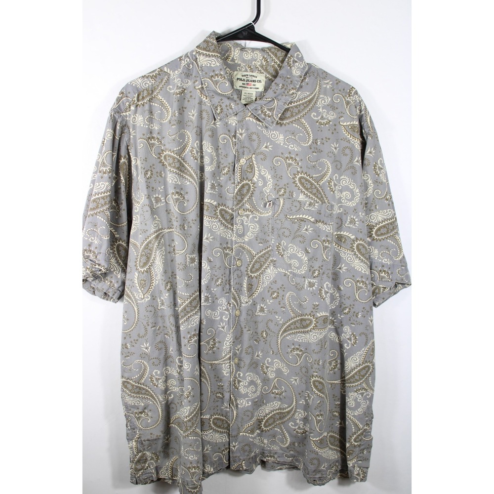 Vintage Polo Jeans Co Ralph Lauren Paisley Camp Button Shirt Mens XL 100% Cotton